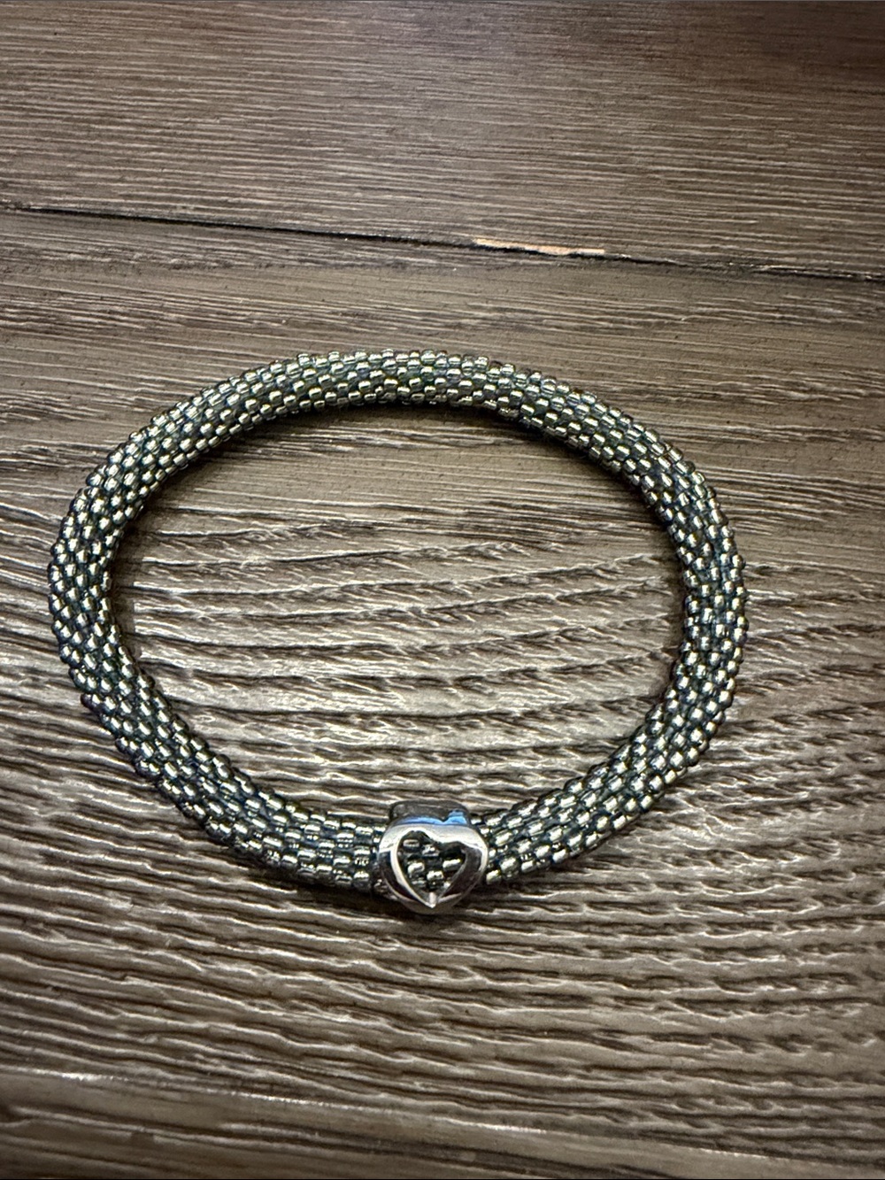 Source Unknown Silver-Tone Beaded Rope Bracelet with Heart Clasp